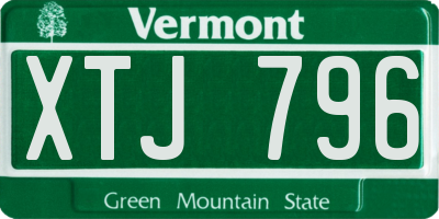 VT license plate XTJ796