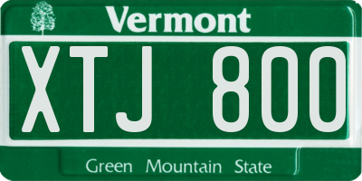 VT license plate XTJ800