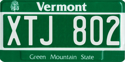 VT license plate XTJ802
