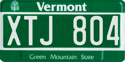 VT license plate XTJ804