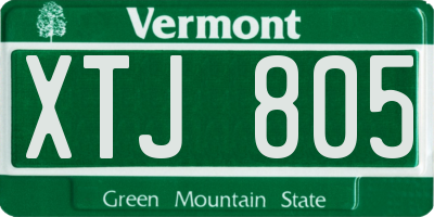 VT license plate XTJ805
