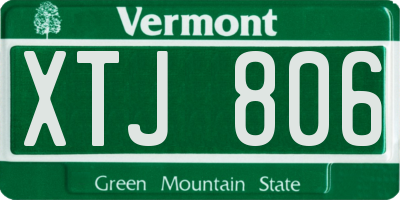 VT license plate XTJ806