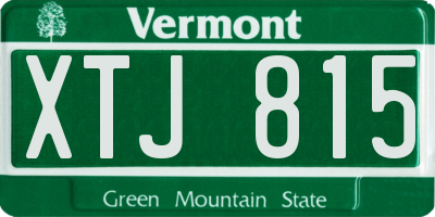 VT license plate XTJ815