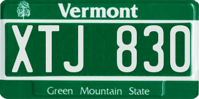 VT license plate XTJ830