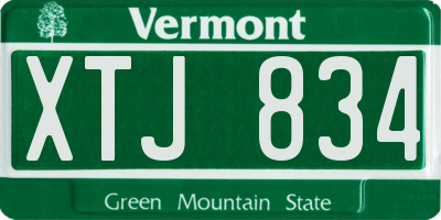 VT license plate XTJ834