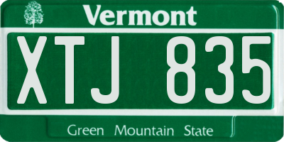 VT license plate XTJ835