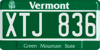 VT license plate XTJ836