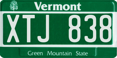 VT license plate XTJ838