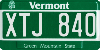 VT license plate XTJ840