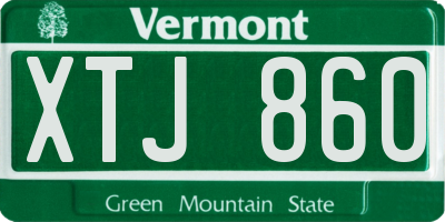 VT license plate XTJ860