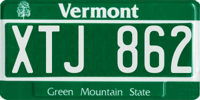 VT license plate XTJ862