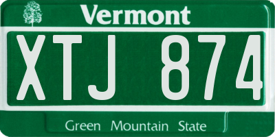 VT license plate XTJ874