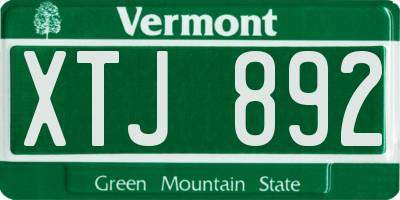 VT license plate XTJ892