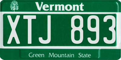 VT license plate XTJ893