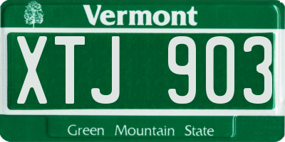 VT license plate XTJ903