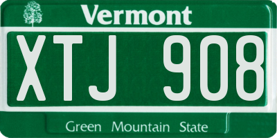 VT license plate XTJ908