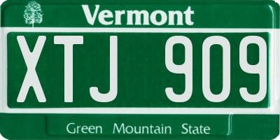 VT license plate XTJ909