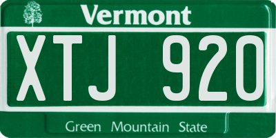 VT license plate XTJ920