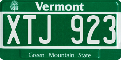 VT license plate XTJ923
