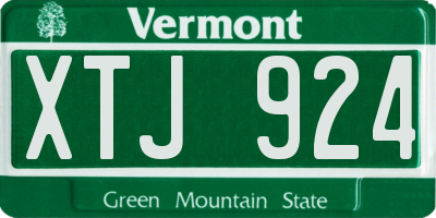 VT license plate XTJ924