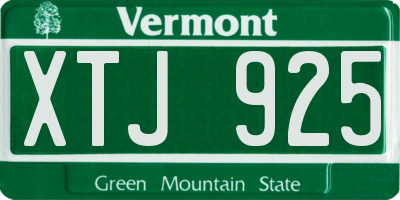 VT license plate XTJ925
