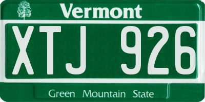VT license plate XTJ926