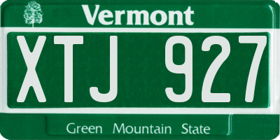 VT license plate XTJ927