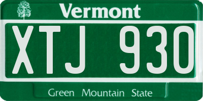 VT license plate XTJ930