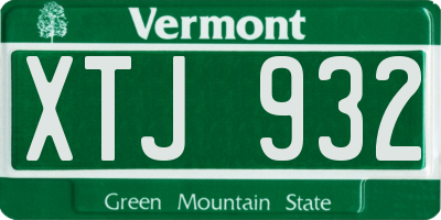 VT license plate XTJ932