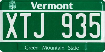 VT license plate XTJ935
