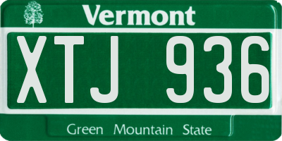 VT license plate XTJ936