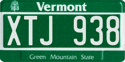 VT license plate XTJ938