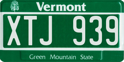 VT license plate XTJ939