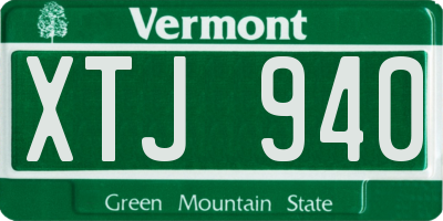 VT license plate XTJ940