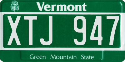 VT license plate XTJ947