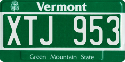 VT license plate XTJ953