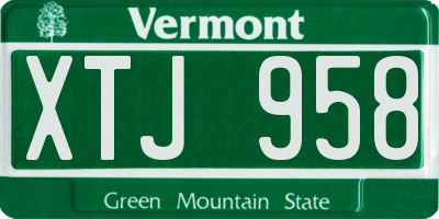 VT license plate XTJ958