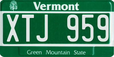 VT license plate XTJ959