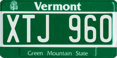 VT license plate XTJ960