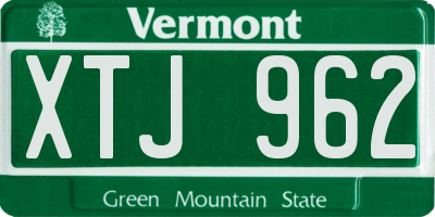 VT license plate XTJ962