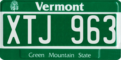 VT license plate XTJ963