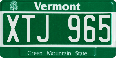 VT license plate XTJ965