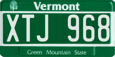 VT license plate XTJ968