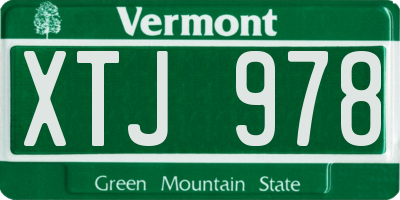 VT license plate XTJ978