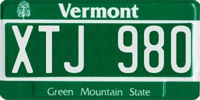 VT license plate XTJ980