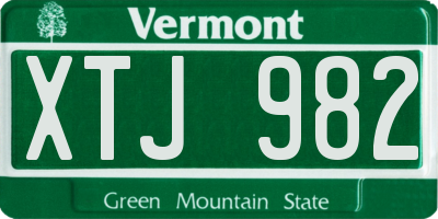 VT license plate XTJ982