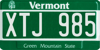 VT license plate XTJ985