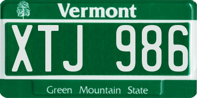 VT license plate XTJ986