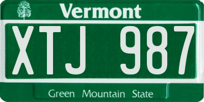 VT license plate XTJ987