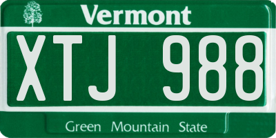 VT license plate XTJ988